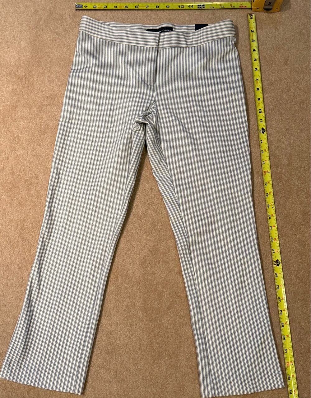 Amanda + Chelsea Blue White Striped Ankle Pants 4P NWT
